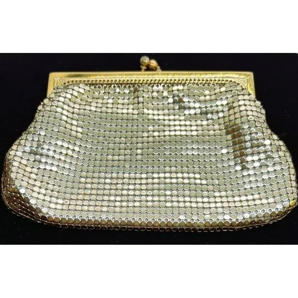 Vintage Whiting & Davis Gold Mesh Evening Bag Purse Clutch Formal Wedding 1950s - Picture 2 of 16